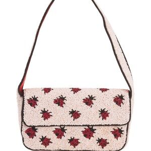 NWT Viral Handcrafted Made in India Pink Beaded Lady Bug Bag